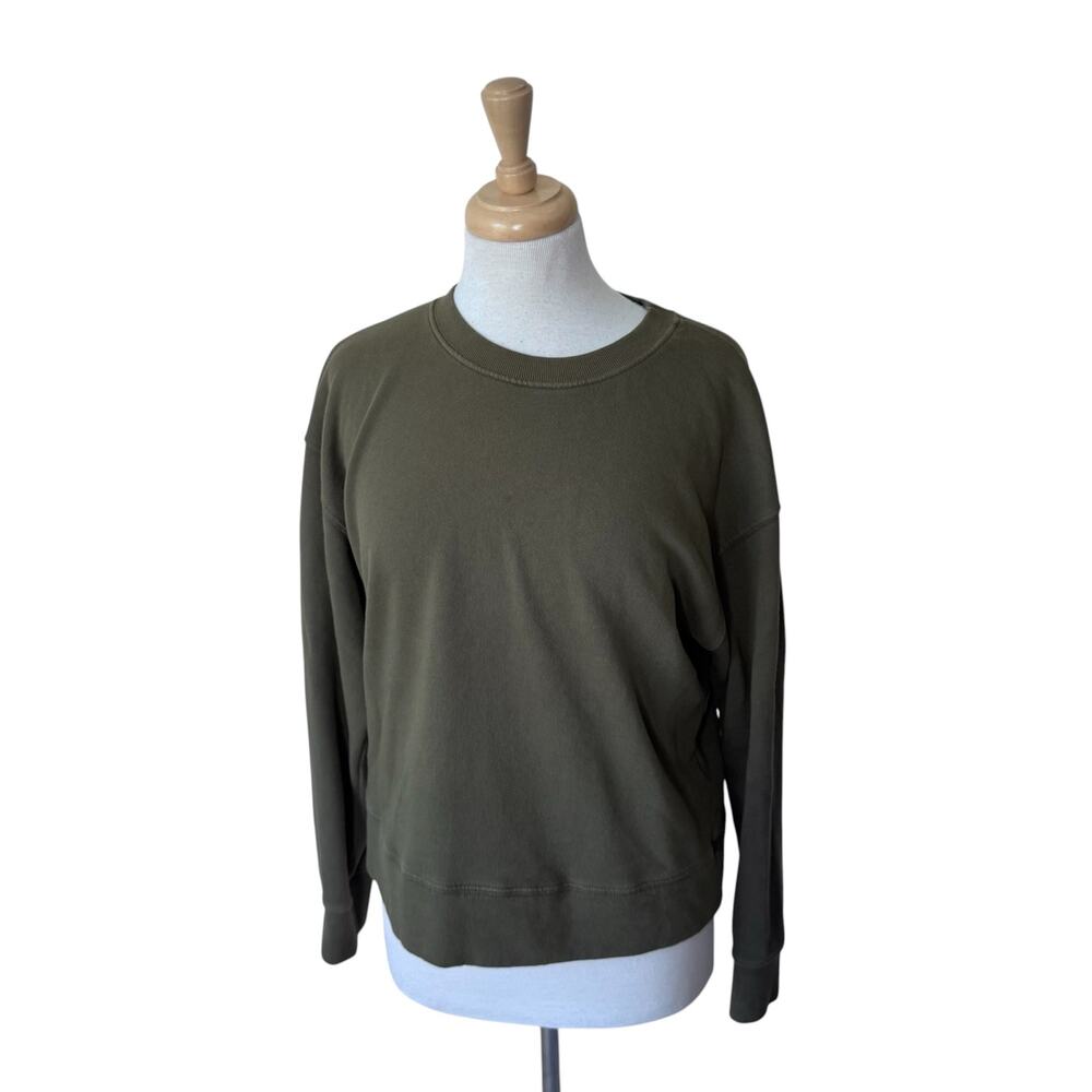 PERFECT WHITE TEE tyler french terry sweatshirt army green 100% cotton Small